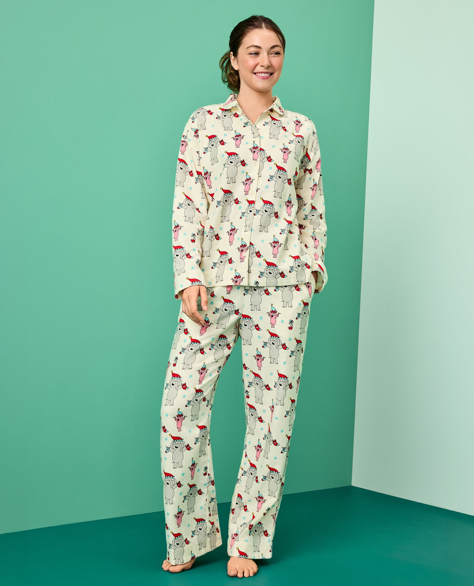 Women's Elephant & Piggie Holiday Flannel Pajama Set