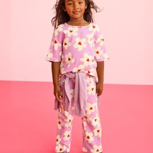 Ribbed T-Shirt & Flare Pants Set