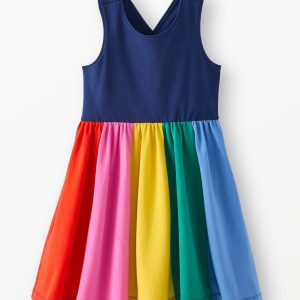 Rainbow Skirt Skater Dress with Pockets