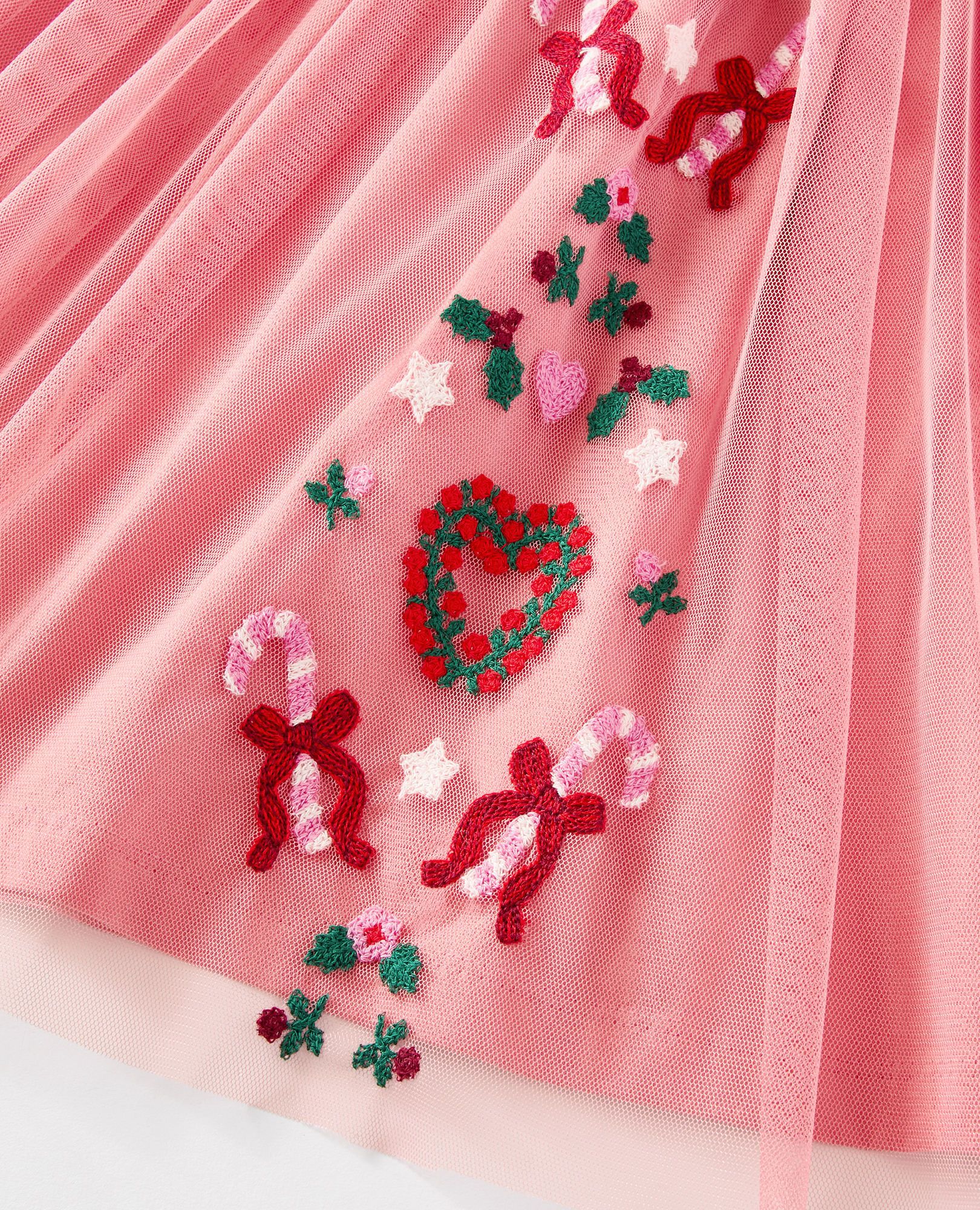 Long Sleeve Tulle Embroidered Dress - Image 9