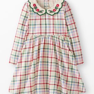 Long Sleeve Collared Skater Dress with Pockets