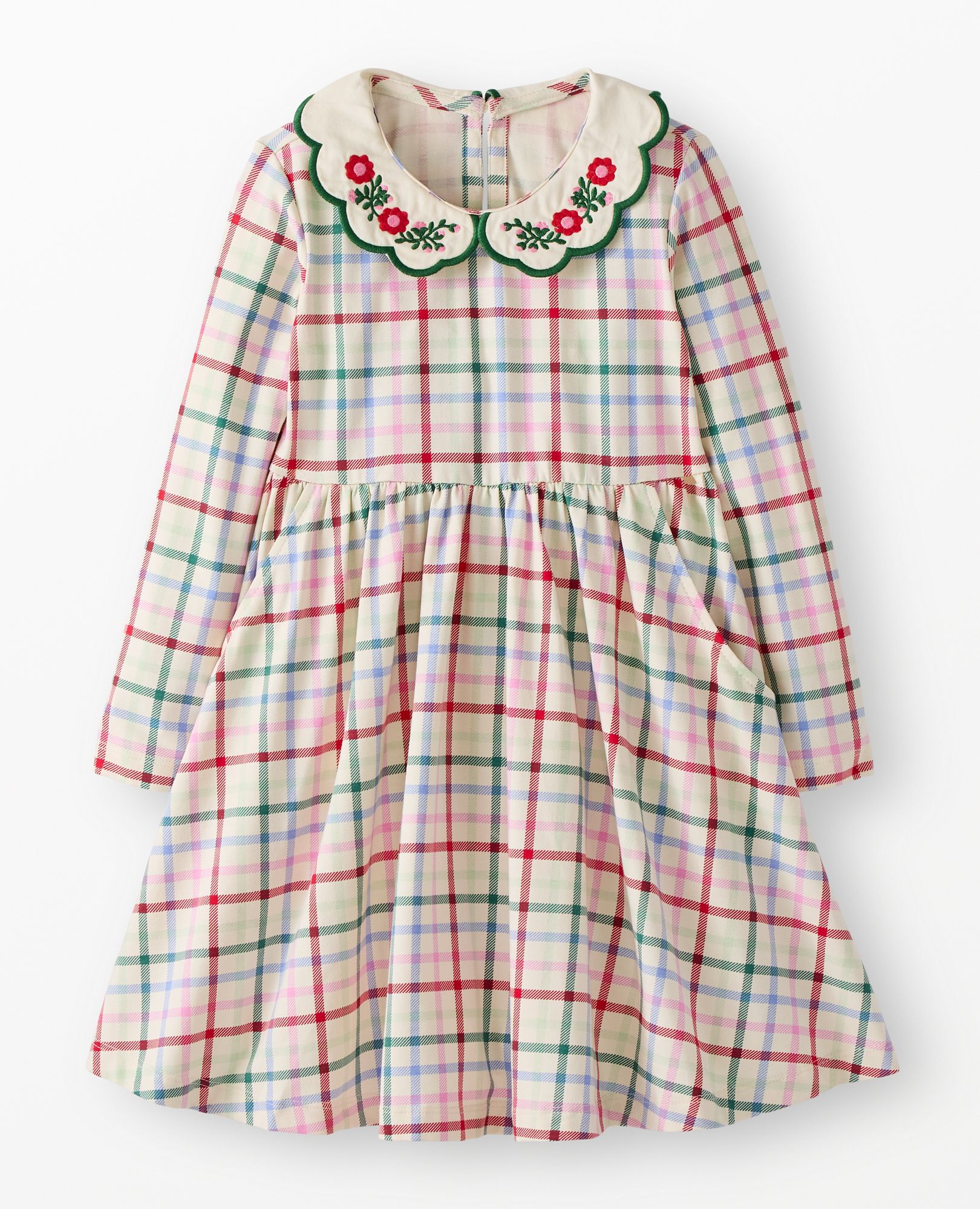 Long Sleeve Collared Skater Dress with Pockets