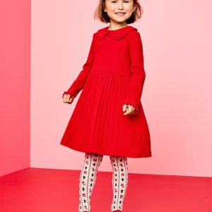 Long Sleeve Collared Pointelle Dress with Pockets