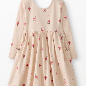 Holiday Long Sleeve Skater Dress with Pockets
