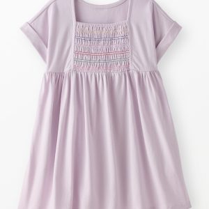 Dolman Sleeve Smocked Dress with Pockets