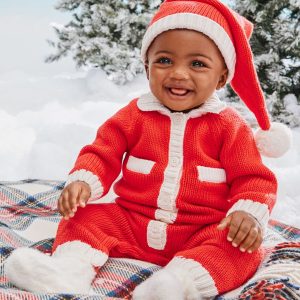 Baby Santa Sweater Romper & Hat Set