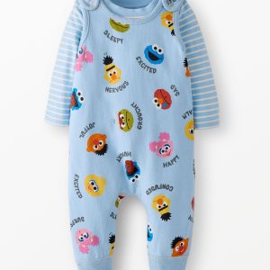 Baby Sesame Street T-Shirt & French Terry Overalls Set