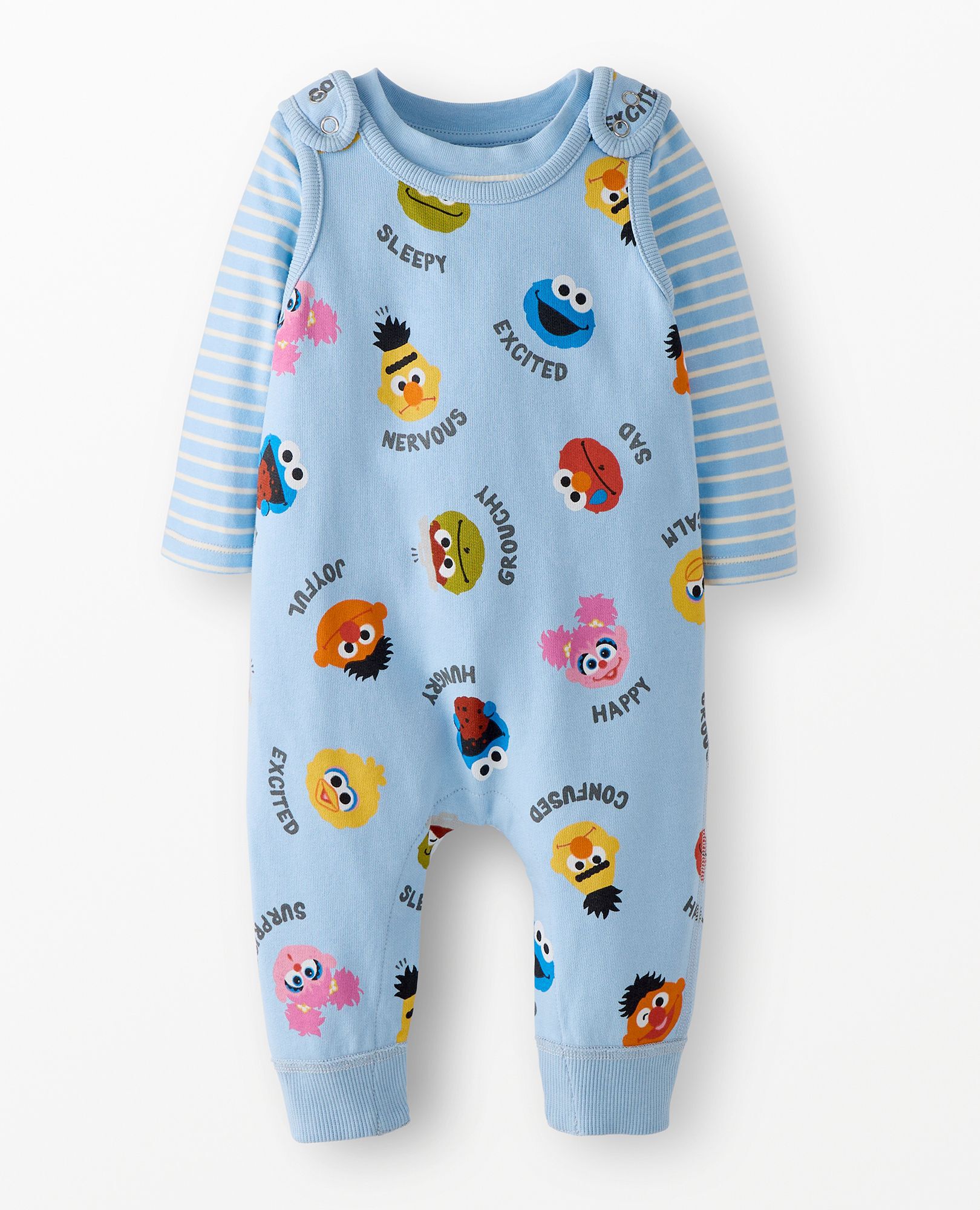 Baby Sesame Street T-Shirt & French Terry Overalls Set