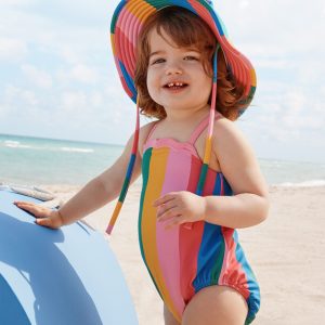 Baby One-Piece Rainbow Swimsuit & Swim Hat Set