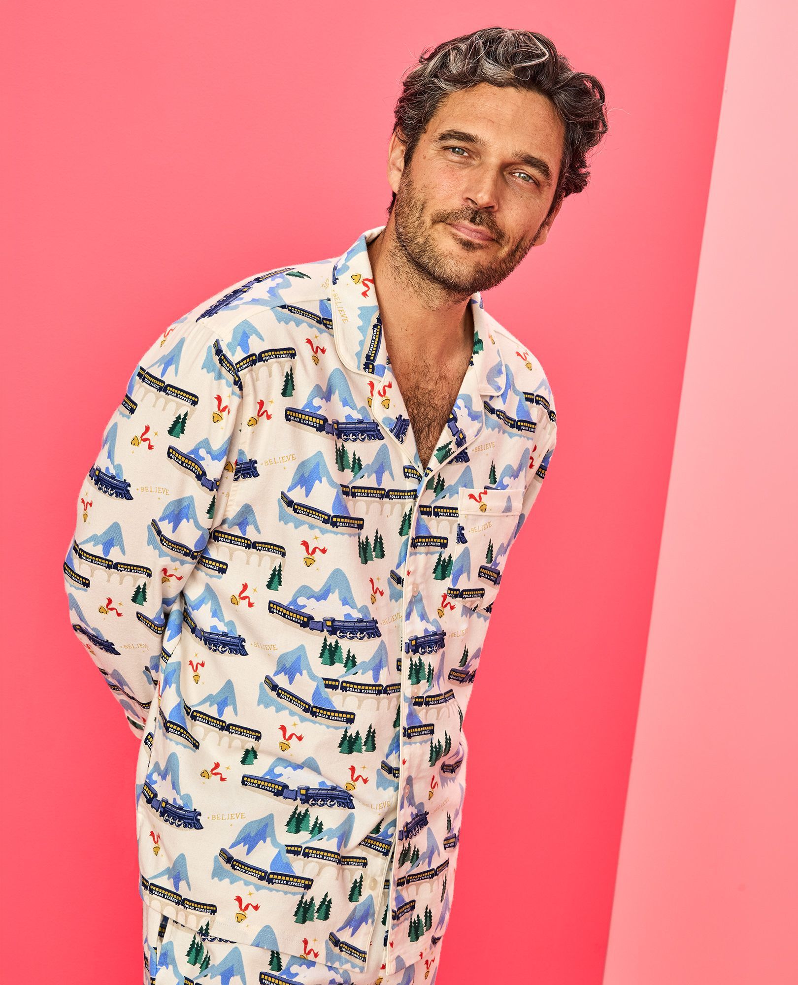 Adult The Polar Express Flannel Pajama Top