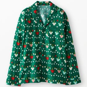 Adult Disney Mickey Mouse Holiday Flannel Pajama Top