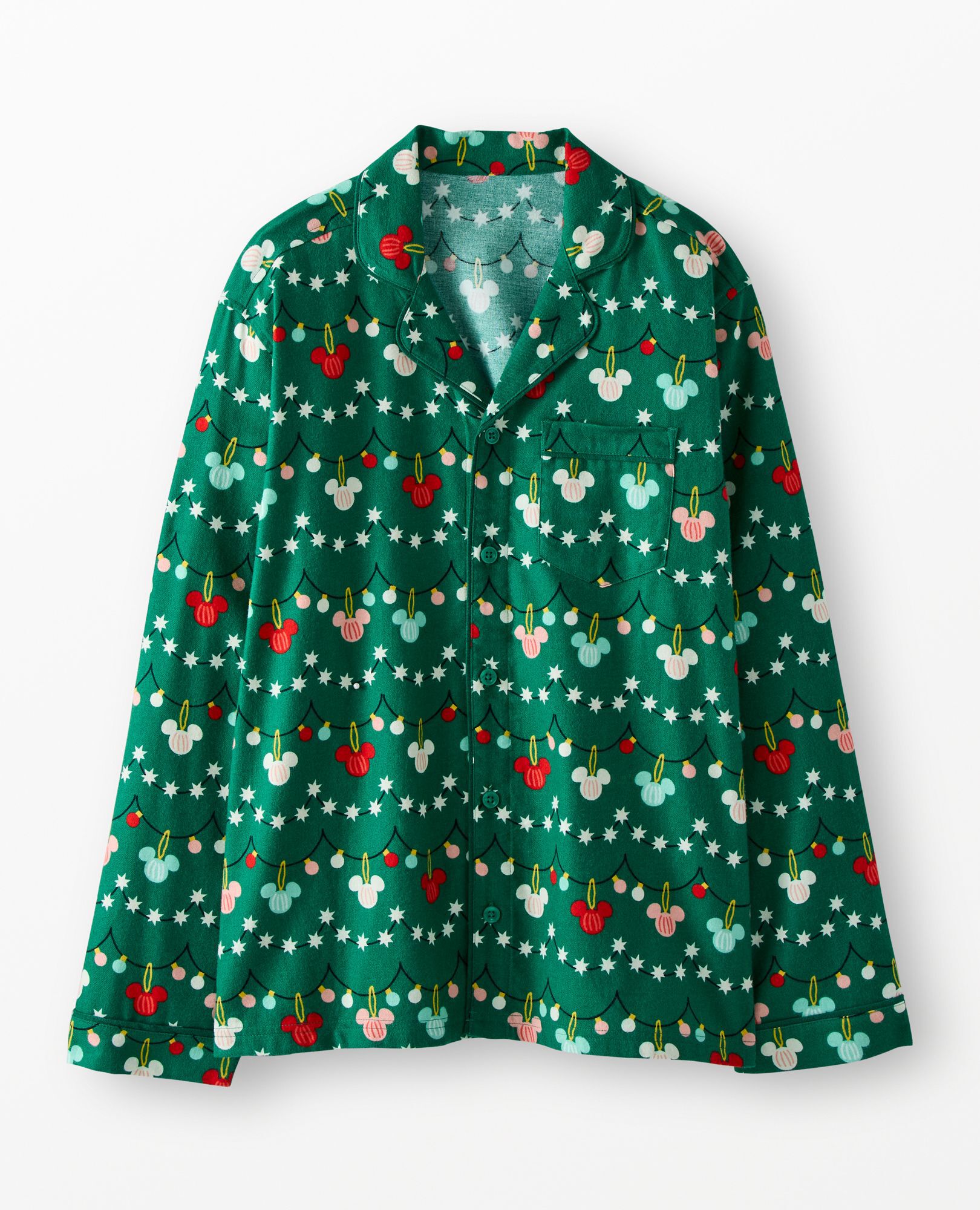 Adult Disney Mickey Mouse Holiday Flannel Pajama Top
