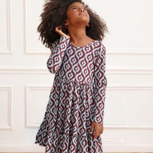Long Sleeve Ruffle Skater Dress with Pockets