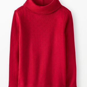 Long Sleeve Pointelle Heart Turtleneck Top