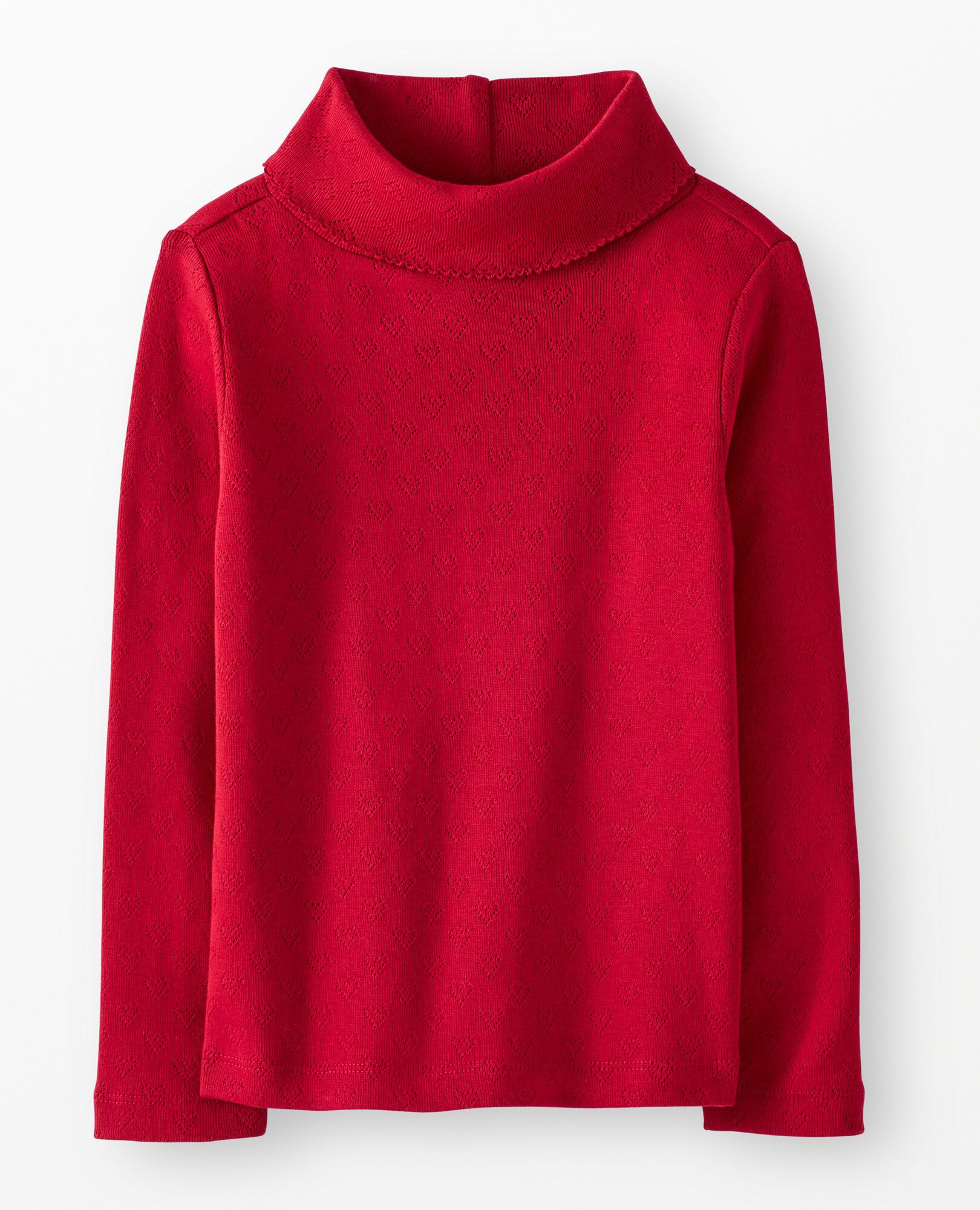 Long Sleeve Pointelle Heart Turtleneck Top