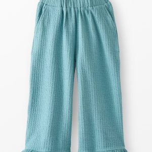 Jacquard Wide Leg Ruffle Pants