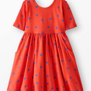 Elbow Sleeve Skater Dress with Pockets