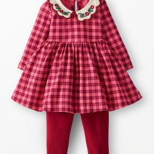 Baby Long Sleeve Collared Skater Dress & Leggings Set