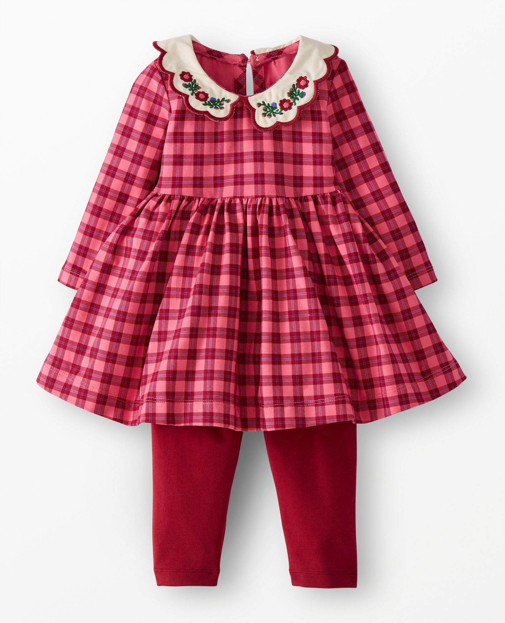 Baby Long Sleeve Collared Skater Dress & Leggings Set