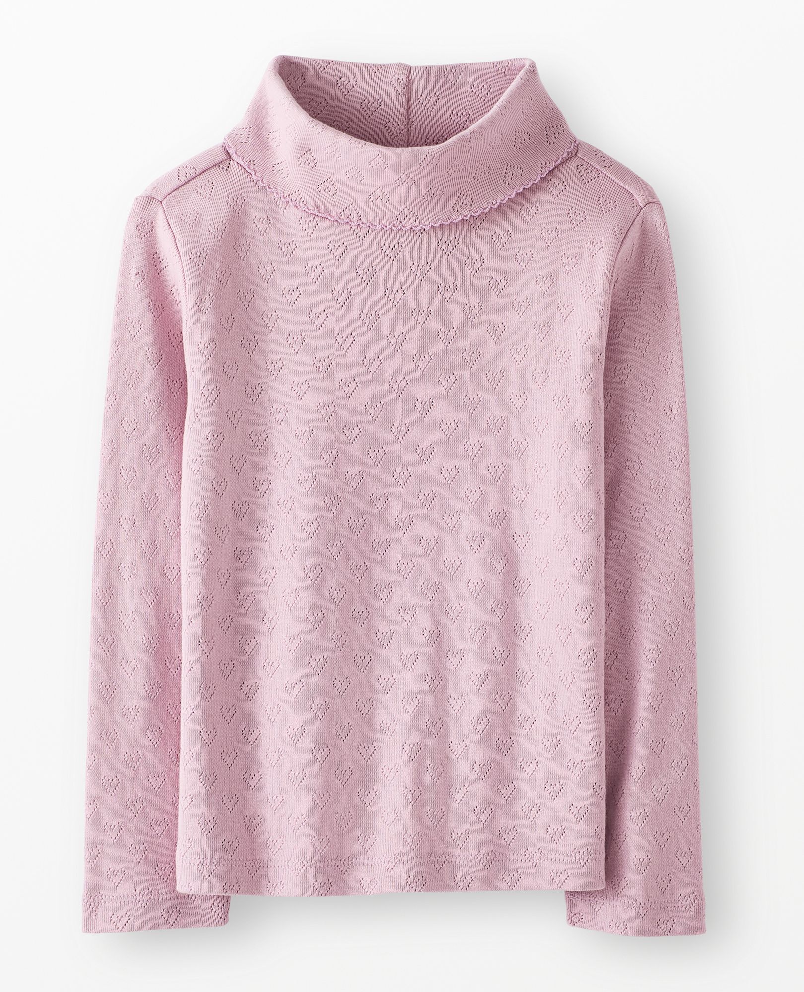 Long Sleeve Pointelle Heart Turtleneck Top - Image 4