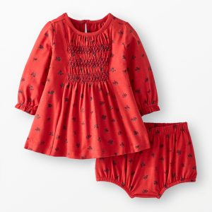 Baby Long Sleeve Smocked Dress & Bloomers Set