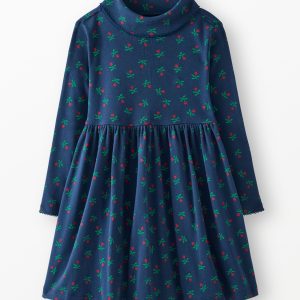 Holiday Long Sleeve Ribbed Turtleneck Dress