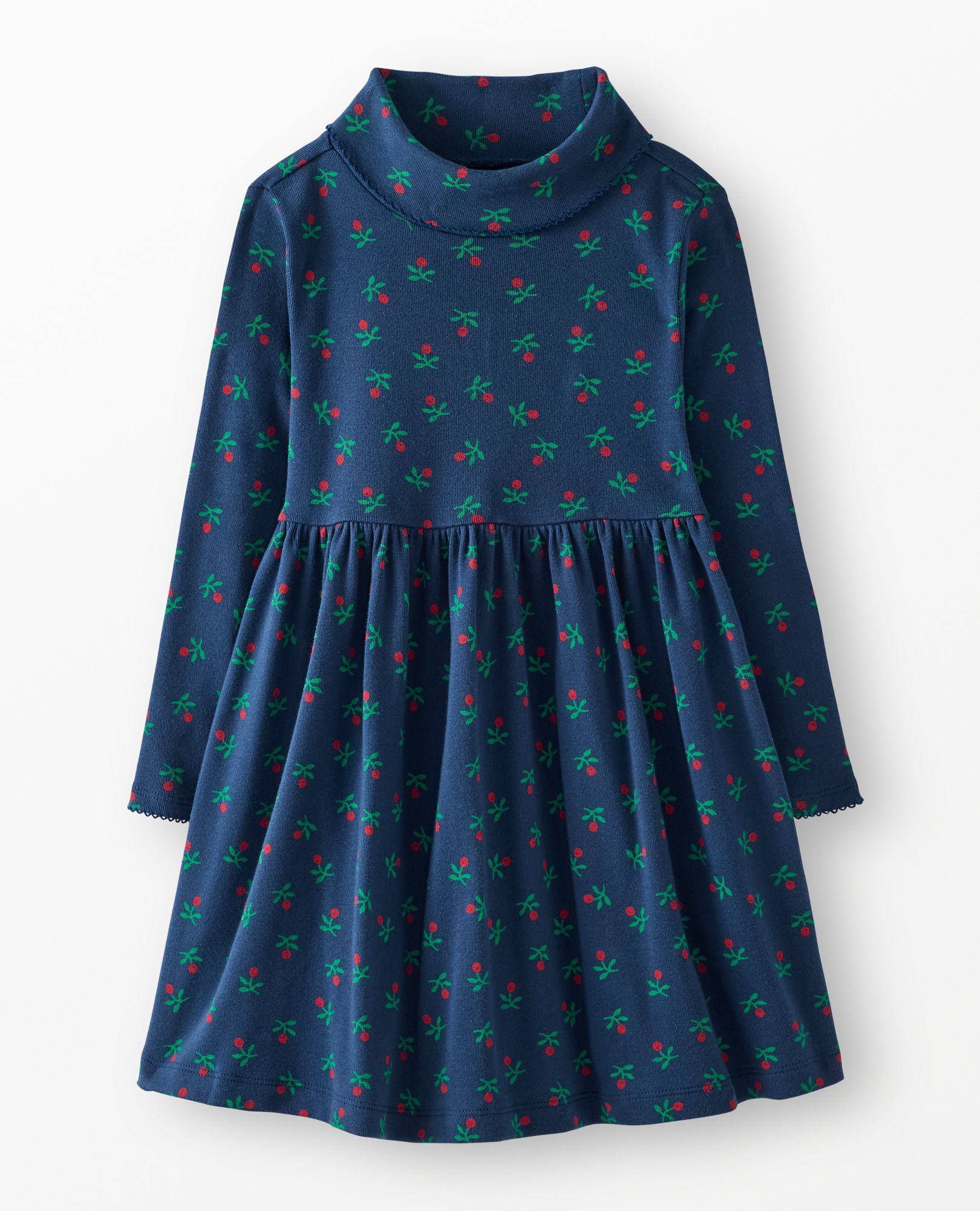 Holiday Long Sleeve Ribbed Turtleneck Dress