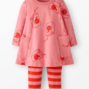 Baby Long Sleeve Pocket Dress & Leggings Set