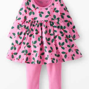 Baby Holiday Long Sleeve Everywhere Dress & Leggings Set