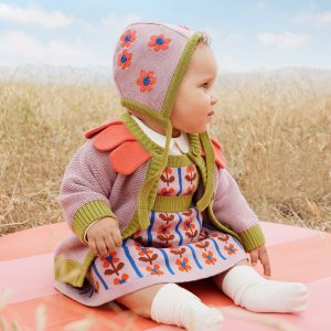 Baby Flower Cardigan & Hat Set