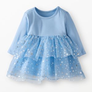 Baby Long Sleeve Tulle Shimmer Dress
