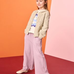 Jacquard Wide Leg Ruffle Pants