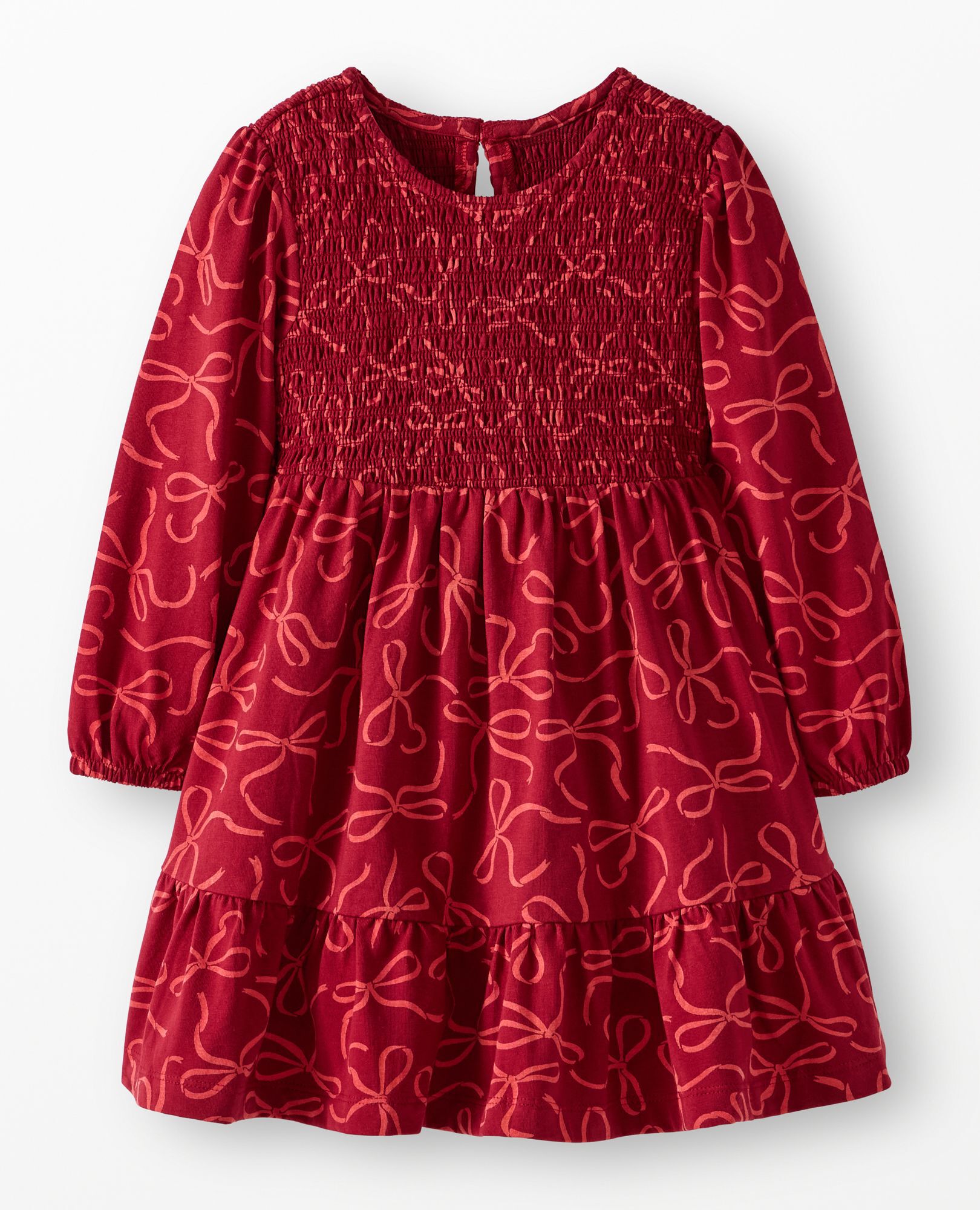 Long Sleeve Smocked Tiered Dress with Pockets