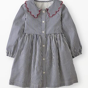 Collared Twill Dress with Pockets