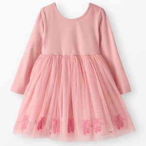 Long Sleeve Tulle Embroidered Dress