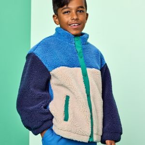 Faux Shearling Colorblock Jacket