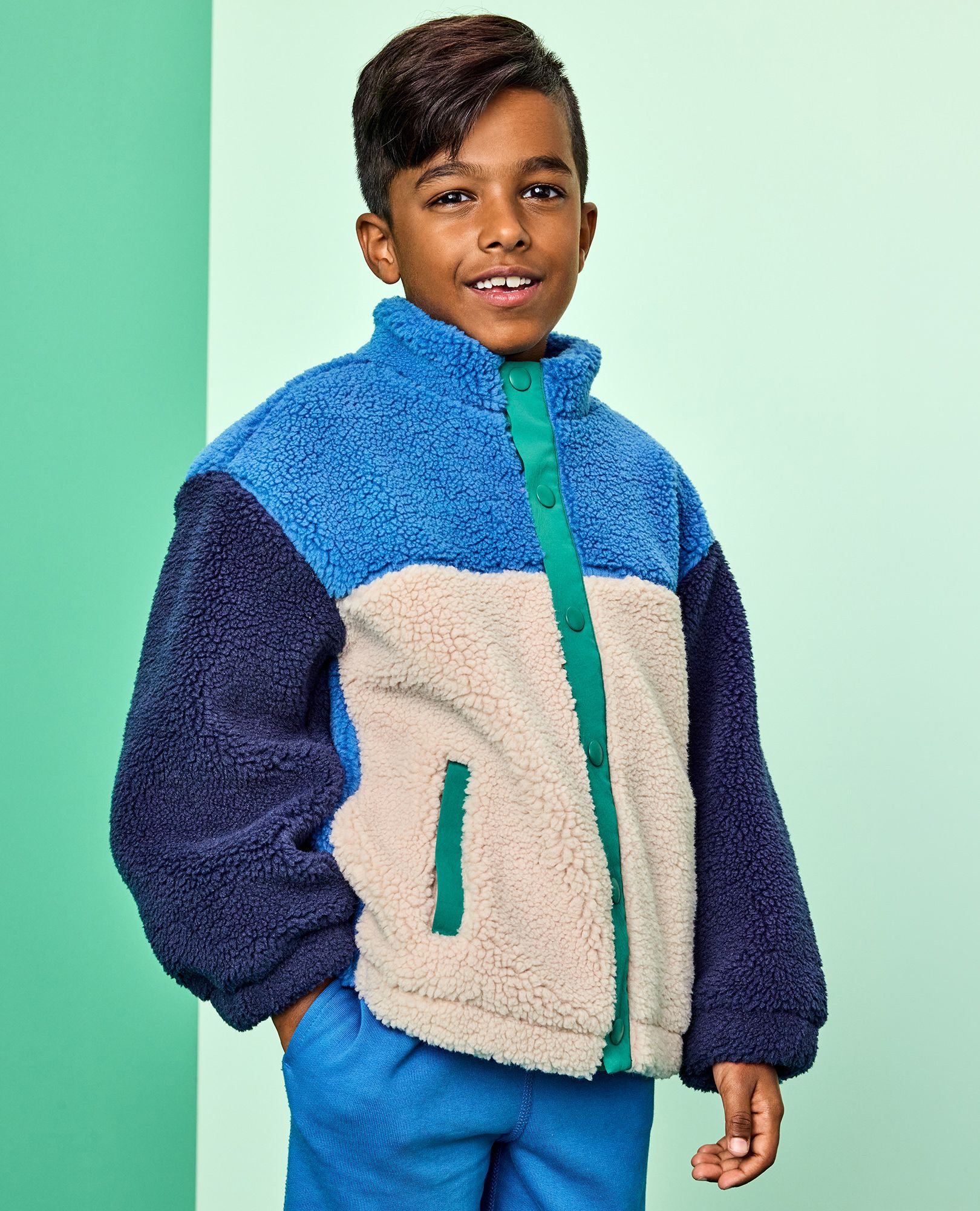 Faux Shearling Colorblock Jacket