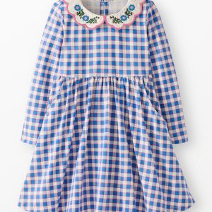 Long Sleeve Collared Skater Dress with Pockets