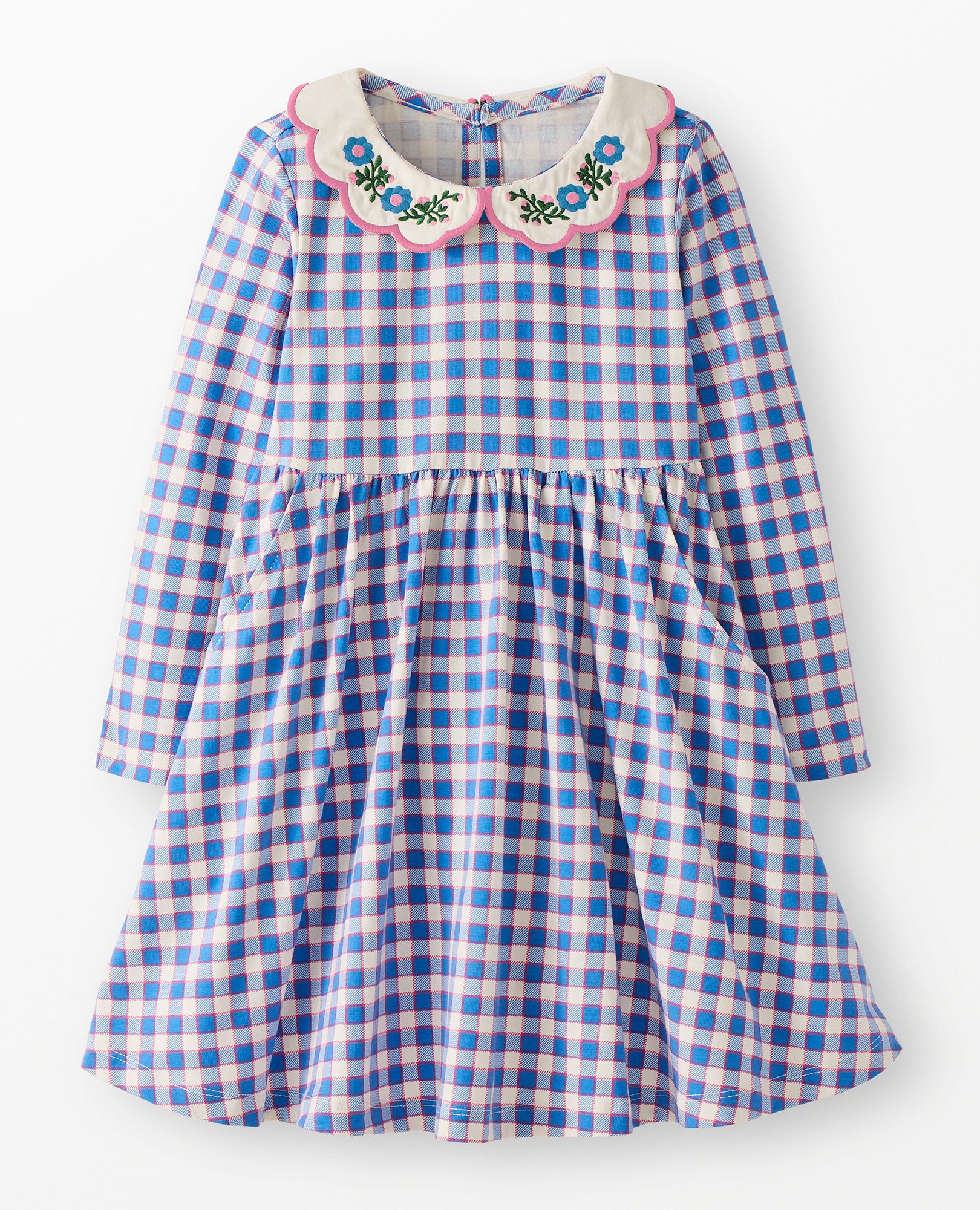 Long Sleeve Collared Skater Dress with Pockets