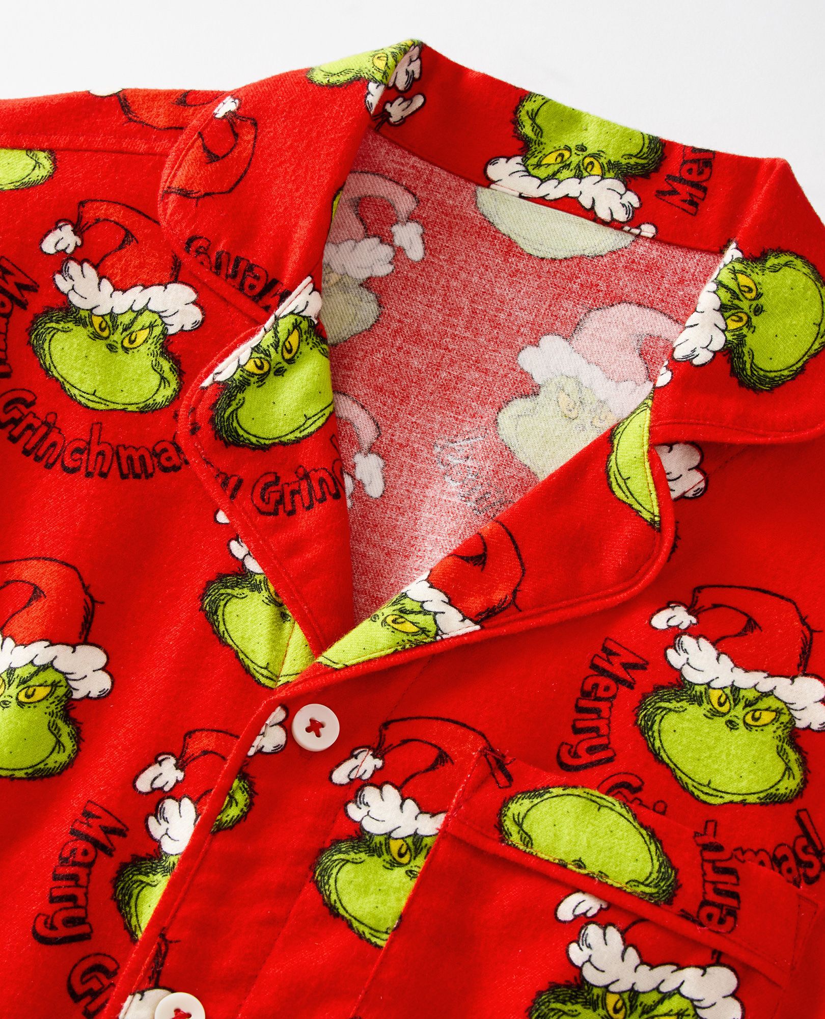 Adult Dr. Seuss Grinch Flannel Pajama Top - Image 2