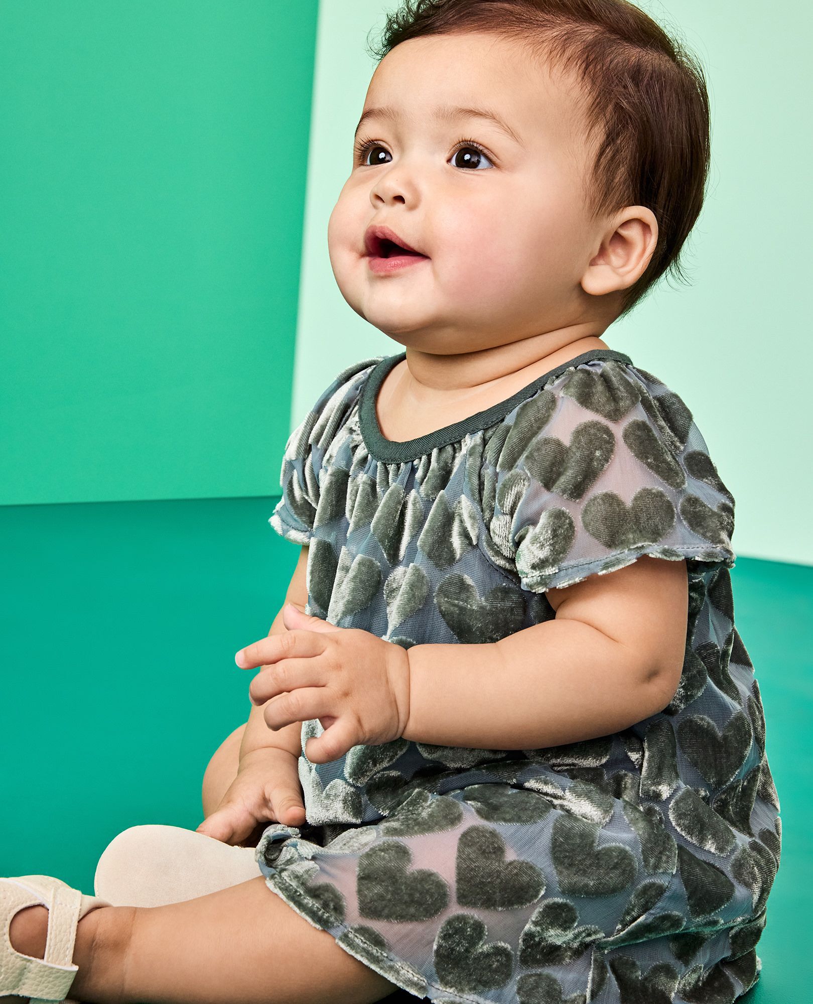 Baby Velvet Heart Dress & Bloomers Set