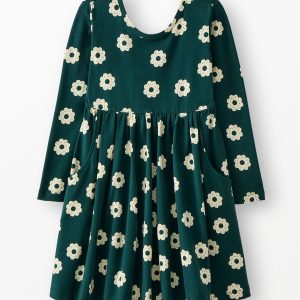 Holiday Long Sleeve Skater Dress with Pockets