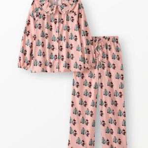 Women's Disney Minnie Mouse Holiday Ruffle Flannel Pajama Set