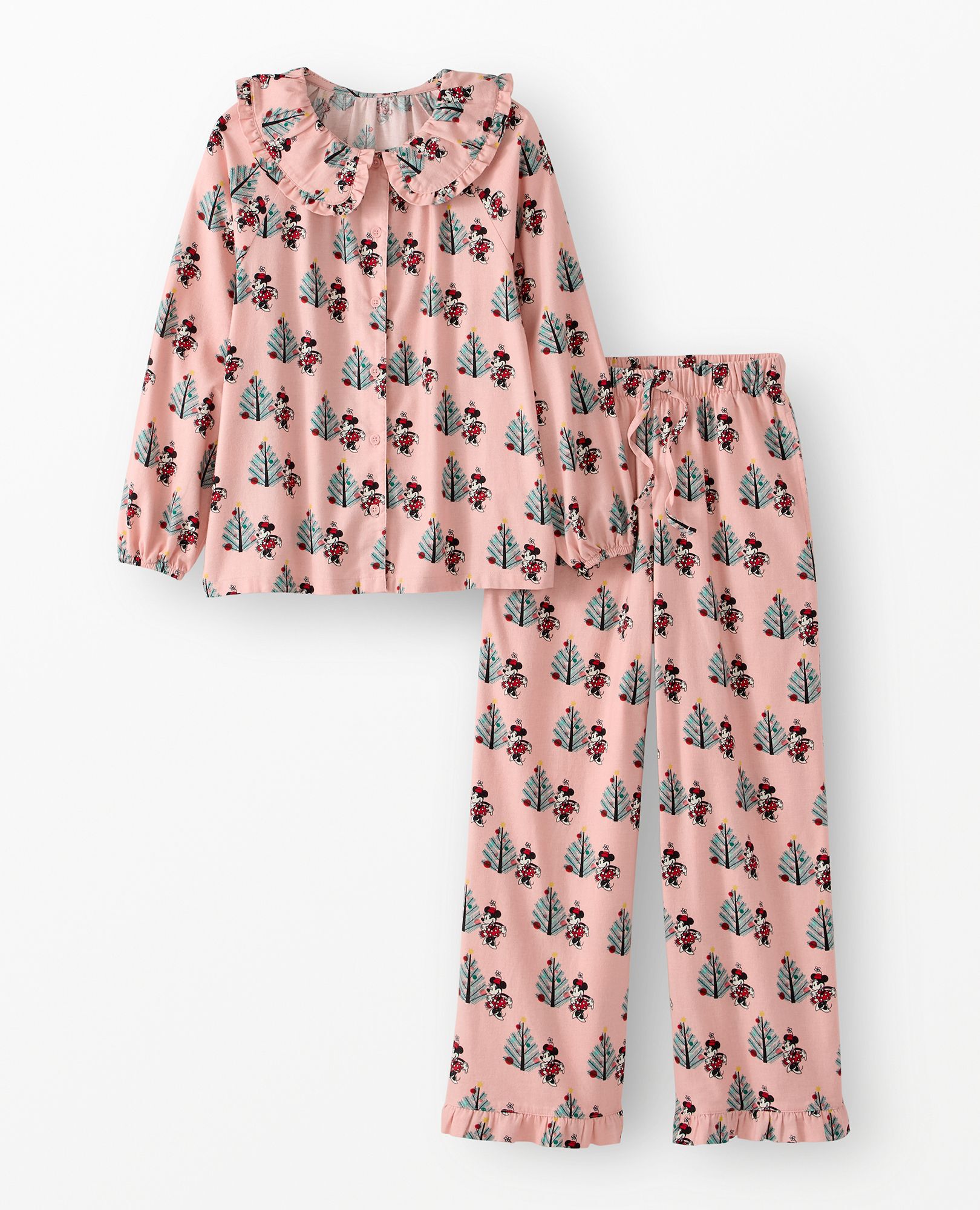 Women's Disney Minnie Mouse Holiday Ruffle Flannel Pajama Set
