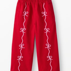 Twill Bow Wide Leg Pants