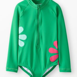 One-Piece Flower Rashguard Swimsuit