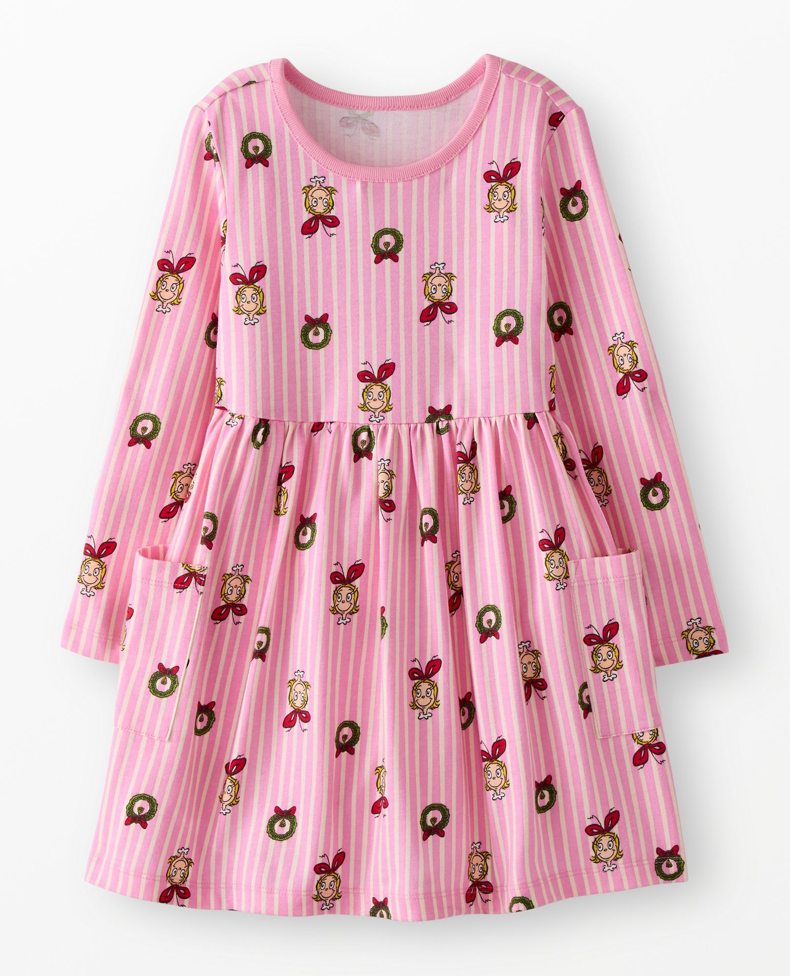 Dr. Seuss Grinch Long Sleeve Playground Dress with Pockets
