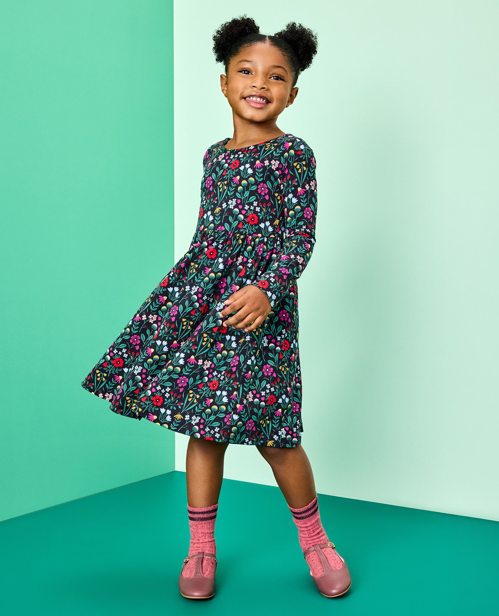 Holiday Long Sleeve Skater Dress with Pockets - Image 3