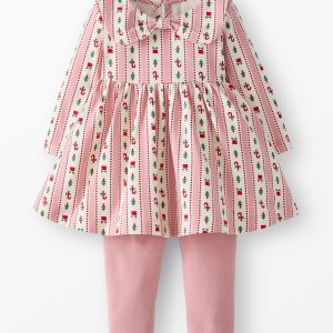Baby Holiday Long Sleeve Bow Skater Dress & Leggings Set