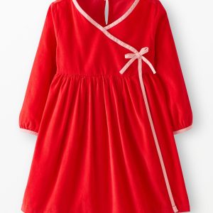 Balloon Sleeve Corduroy Wrap Dress with Pockets